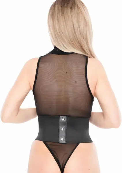 Kinky Diva elastični podesivi pojas za struk sa kopčama crni S/M