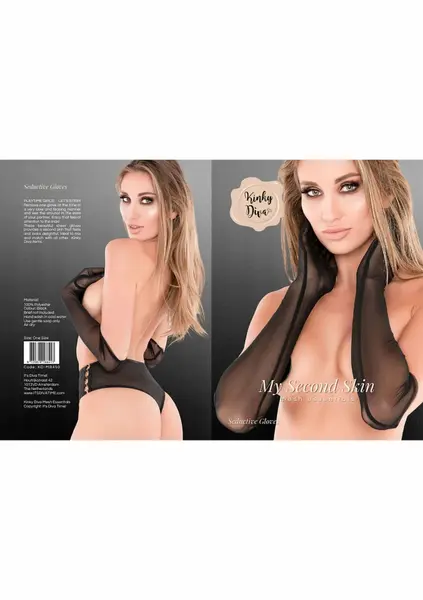 Kinky Diva Seductive Gloves, prozirni poliamid, elegantan crni dizajn