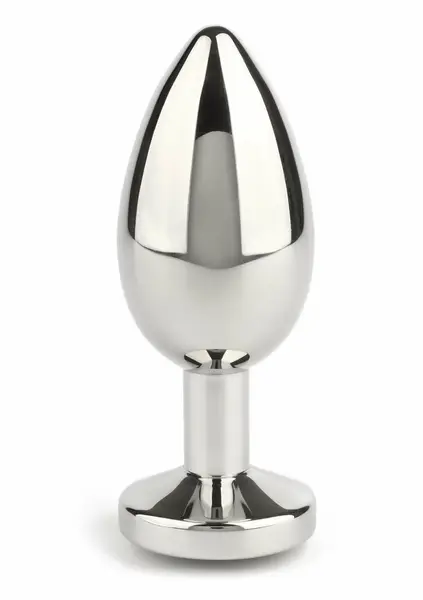 Mr. Steel metalni analni čep sa kristalom Medium, elegantna baza sa dragim kamenom