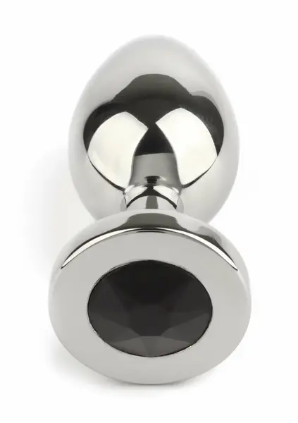 Mr. Steel metalni analni čep sa kristalom Medium, elegantna baza sa dragim kamenom