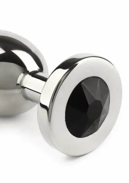 Mr. Steel metalni analni čep sa kristalom Medium, elegantna baza sa dragim kamenom