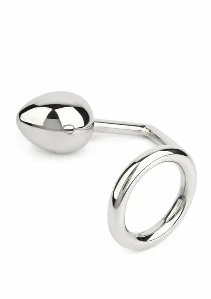 Mr. Steel Ass Hitch Egg 45 mm intimni čep od nerđajućeg čelika sa prstenom
