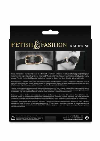 Fetish & Fashion Katherine Gag Adjustable PU Ball Restraint Black