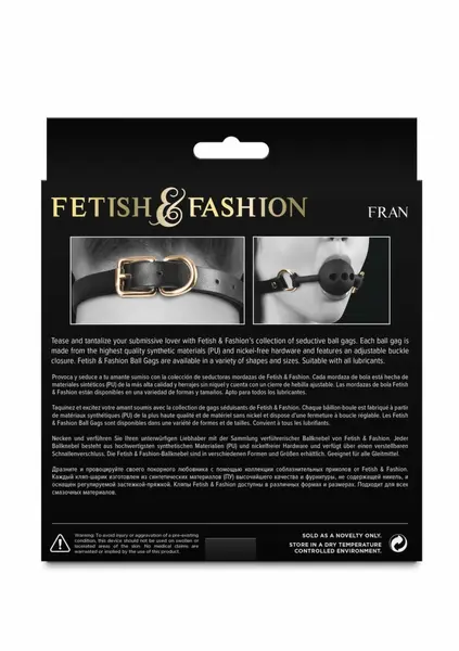 Fetish & Fashion Fran Gag Adjustable PU Ball Gag Black