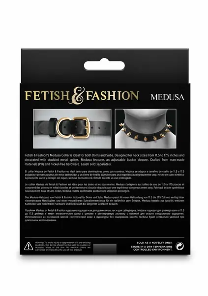 Fetish & Fashion Medusa Collar Adjustable PU Black 11.5-17.5in