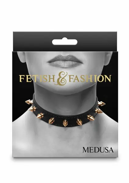 Fetish & Fashion Medusa Collar Adjustable PU Black 11.5-17.5in