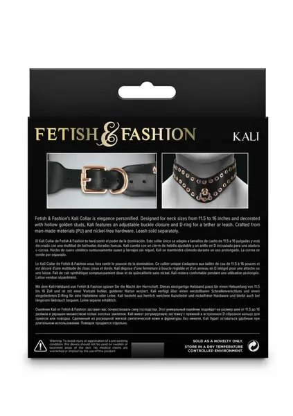 Fetish & Fashion Kali ogrlica sa zlatnim nitnama podesiva od PU kože od 29 do 40.5 cm