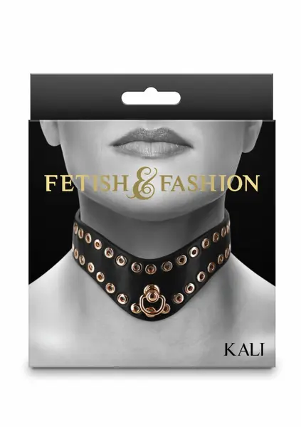 Fetish & Fashion Kali ogrlica sa zlatnim nitnama podesiva od PU kože od 29 do 40.5 cm