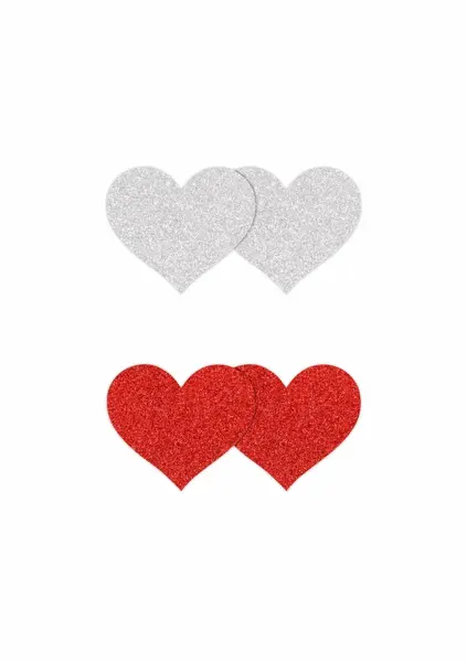 NS Novelties Pretty Pasties Glitter Hearts 2 para, svetlucavi samolepljivi pokrivači za bradavice