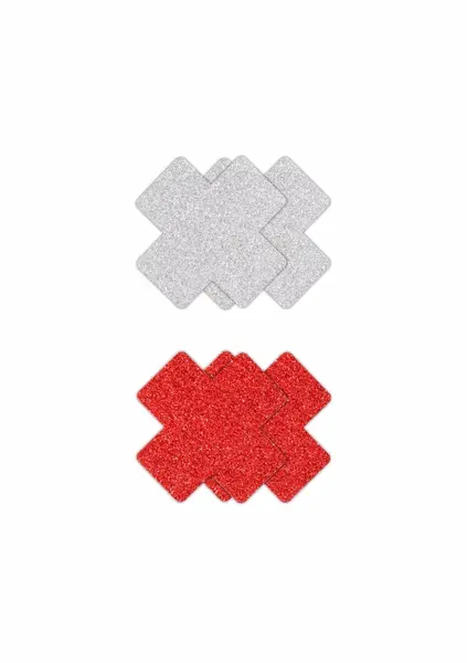 NS Novelties Pretty Pasties Glitter Cross 2 para svetlucave nalepnice za bradavice u obliku krsta