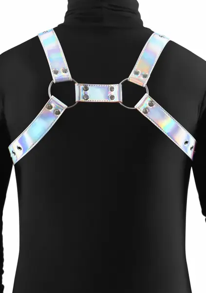 Cosmo Harness Rogue podesivi pojas za grudi sa srebrnim detaljima vinil M/L