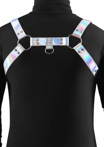 Cosmo Harness Dare podesivi pojas za grudi sa srebrnim detaljima od vinila L/XL