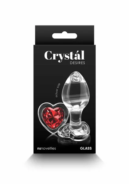 Crystal Desires Red Heart Medium Glass Plug - Borosilicate, Decorative