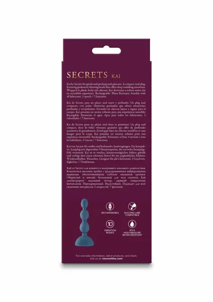 Secrets Kai Vibrating Silicone Beads, 3 Speeds, 7 Functions, Black
