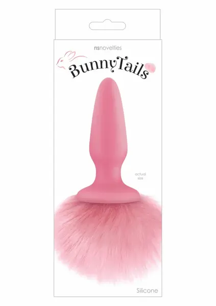 Blush Bunny Tails Silicone Plug with Fluffy Tail, Pink, Medium