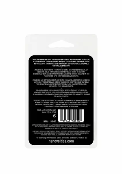 Renegade Piper Silicone Performance Ring Black Universal Size