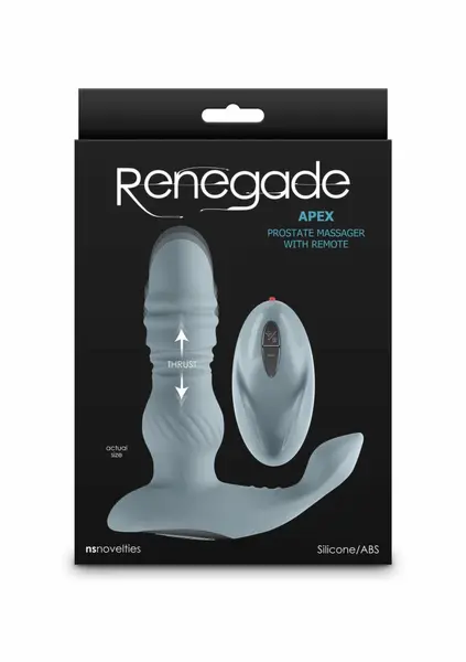 Renegade Apex Prostate Massager with Remote, 6 Speeds, 8 Modes, Black