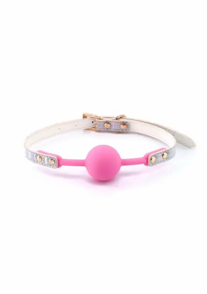 Cosmo Bondage Ball Gag Adjustable Holographic Vinyl Rose Gold