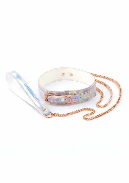 Cosmo Bondage Collar & Leash Holographic Vinyl Adjustable Set