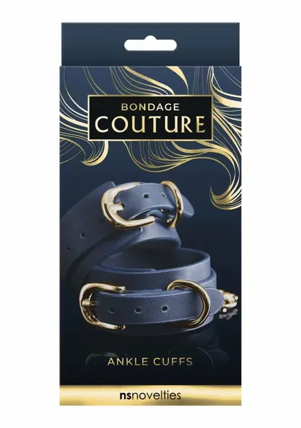 NS Novelties Bondage Couture Ankle Cuff - Elegant Synthetic Design, Blue