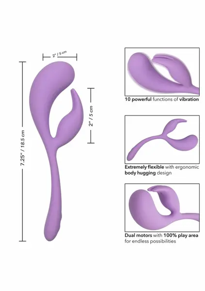 CalExotics Elle fleksibilni vibrator od tečnog silikona sa dvostrukim stimulatorom