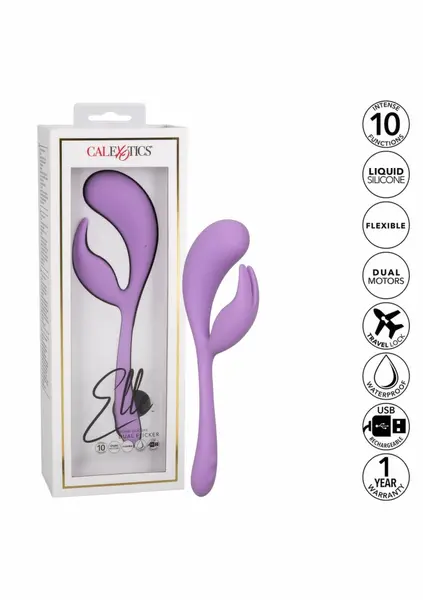 CalExotics Elle fleksibilni vibrator od tečnog silikona sa dvostrukim stimulatorom