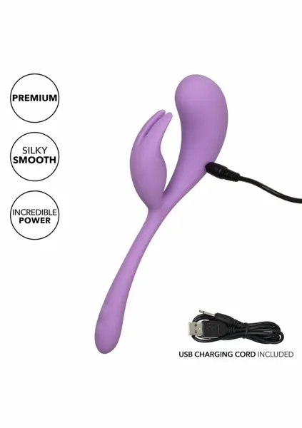 CalExotics Elle fleksibilni vibrator od tečnog silikona sa dvostrukim stimulatorom