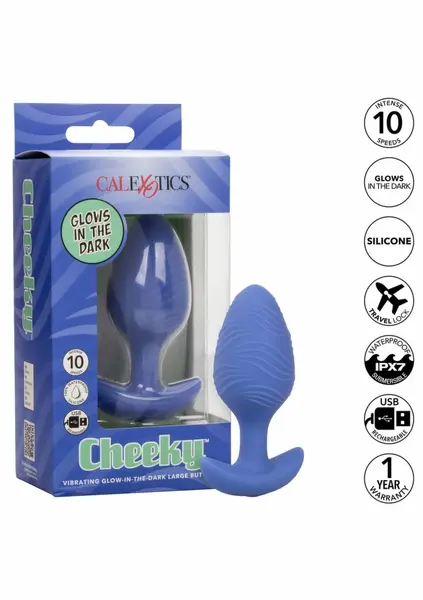Cheeky Glow vibrirajući analni čep L silikonski koji svetli u mraku veliki USB
