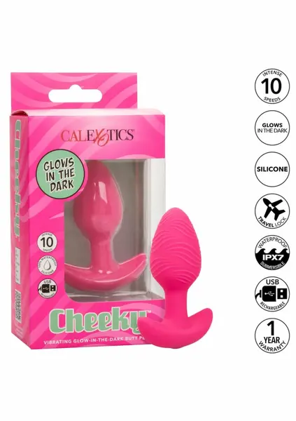 Cheeky Cheeky Glow vibrirajući analni čep S koji svetli u mraku, silikonski, USB, IPX7
