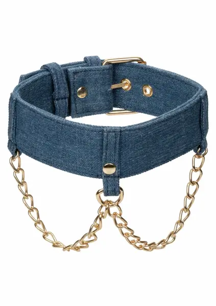 Pipedream Ride Em Denim podesiva ogrlica sa odvojivim povocem u plavoj boji