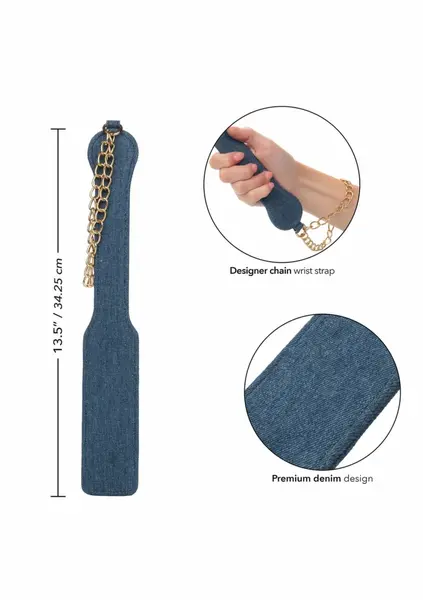 Ride Em Denim Paddle premium teksas lopatica za spanking sa lančićem za zglob