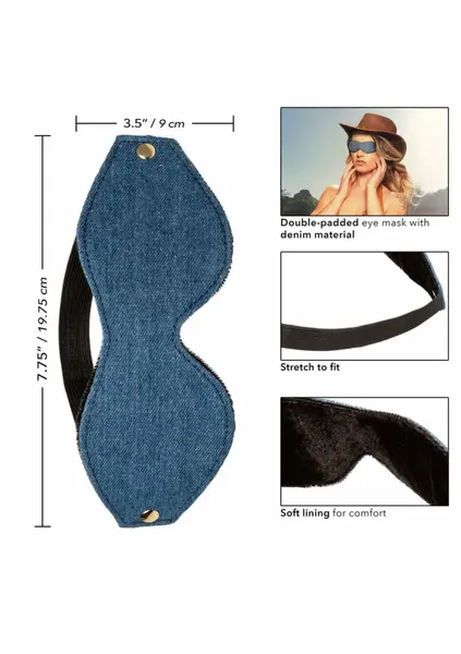 Ride Em Denim maska za oči premium dvostruko postavljena sa podesivom trakom