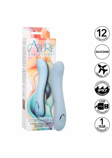Azure Collection Contoured G vibrirajući masažer, 12 modova, plavi