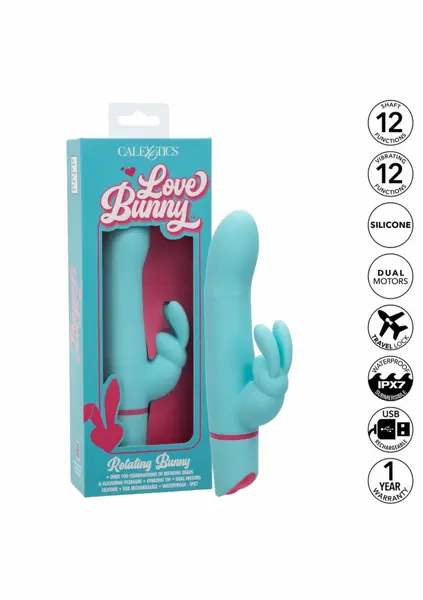 Love Bunny rotirajući zeka masažer sa dvostrukim delovanjem, 12 modova, roze