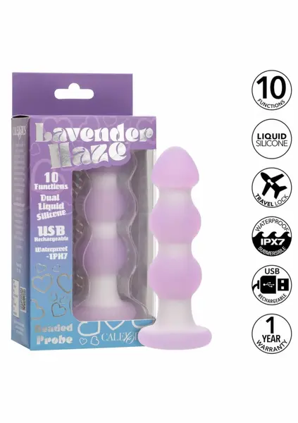 Lavender Haze Beaded Probe intimni masažer sa kuglicama, 10 funkcija, ljubičasti