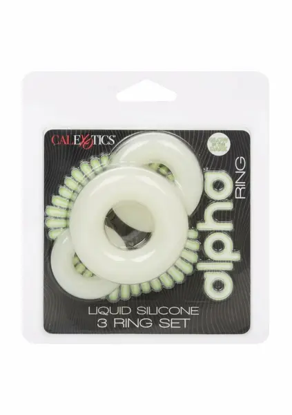 Alpha Silicone 3 Ring Set Glow-In-The-Dark Liquid Silicone, 3 Sizes