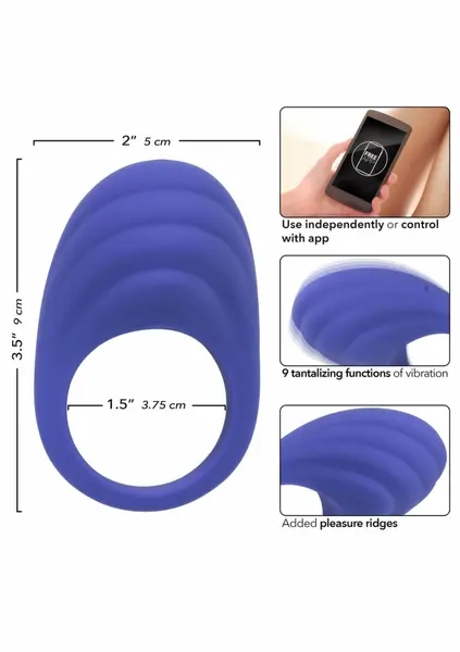 CalExotics Connect Couples Ring App-Controlled Silicone Blue