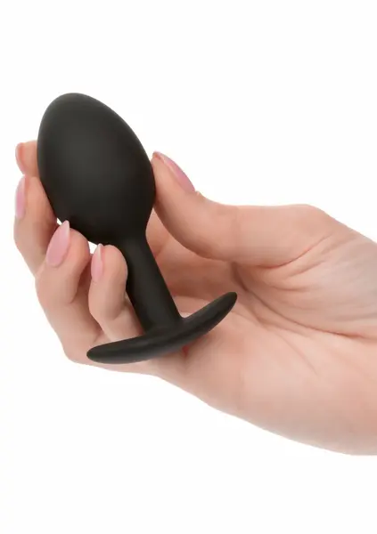 CalExotics otežani silikonski čep 16.3g ergonomski intimni trenažer crni