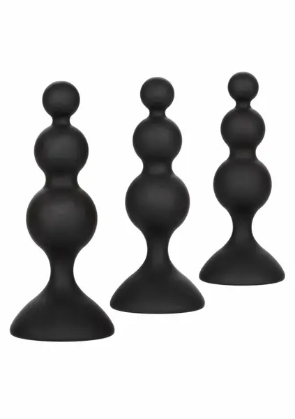 CalExotics silikonski analni set sa kuglicama od 3 dela crni