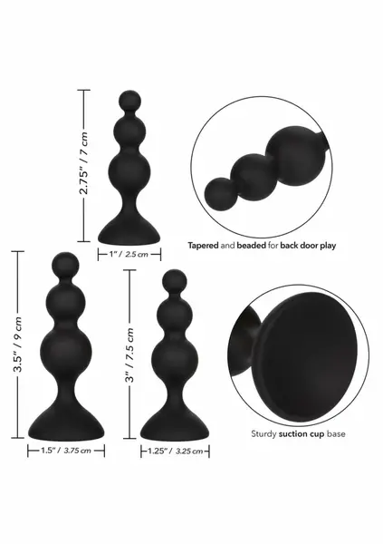 CalExotics silikonski analni set sa kuglicama od 3 dela crni