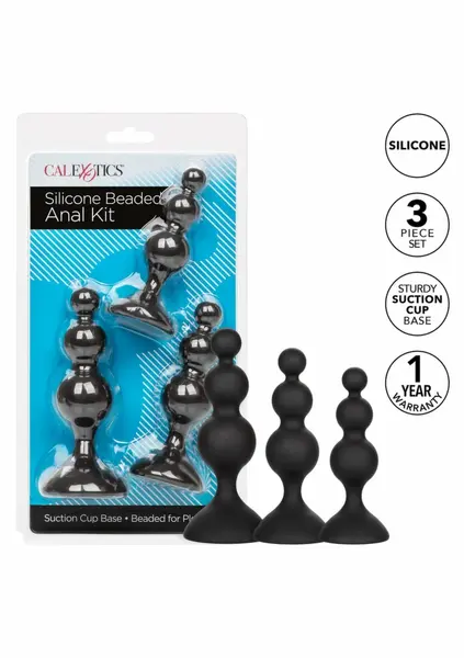 CalExotics silikonski analni set sa kuglicama od 3 dela crni