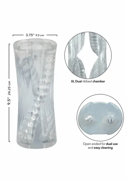 Cyclone Dual Ribbed Stroker XL Transparent Intimate Device 1.75 lbs