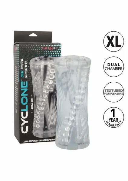 Cyclone Dual Ribbed Stroker XL Transparent Intimate Device 1.75 lbs