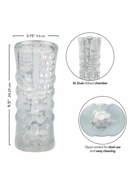 Cyclone Dual Chamber Stroker XL prozirni masturbator sa dvostrukom komorom i više tekstura