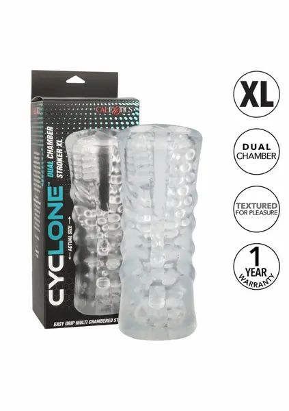 Cyclone Dual Chamber Stroker XL prozirni masturbator sa dvostrukom komorom i više tekstura
