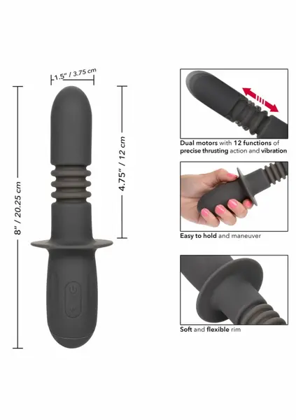 Ramrod Thrusting silikonska vodootporna sonda sa dva motora i funkcijom potiska crna