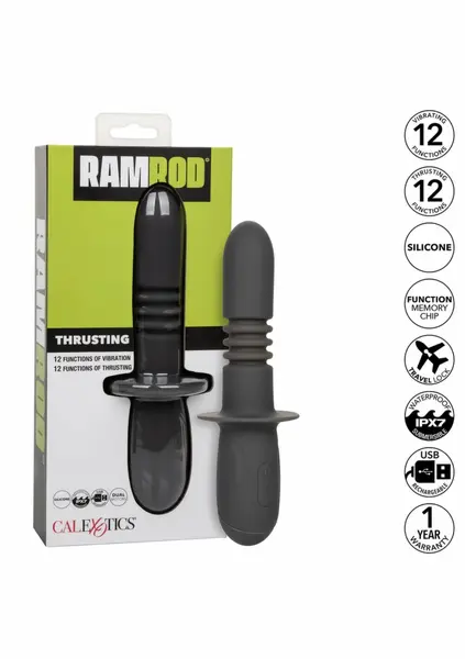 Ramrod Thrusting silikonska vodootporna sonda sa dva motora i funkcijom potiska crna