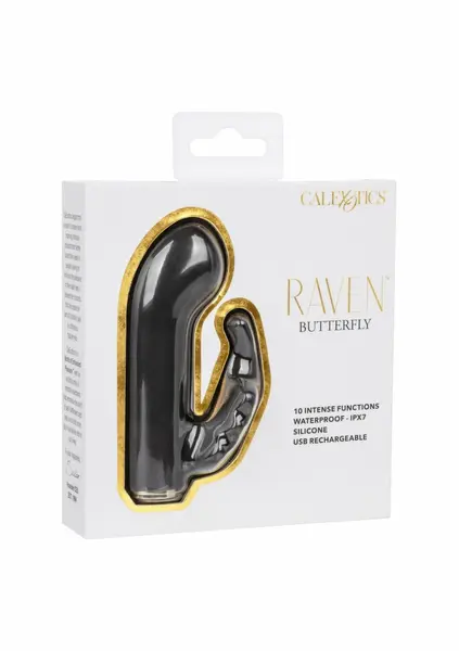 Raven Butterfly Mini dvostruki masažer - kompaktni zakrivljeni dizajn, crni
