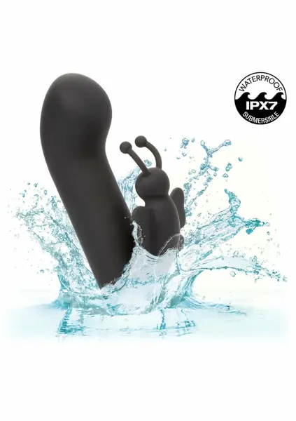 Raven Butterfly Mini dvostruki masažer - kompaktni zakrivljeni dizajn, crni