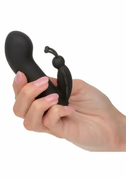 Raven Butterfly Mini dvostruki masažer - kompaktni zakrivljeni dizajn, crni